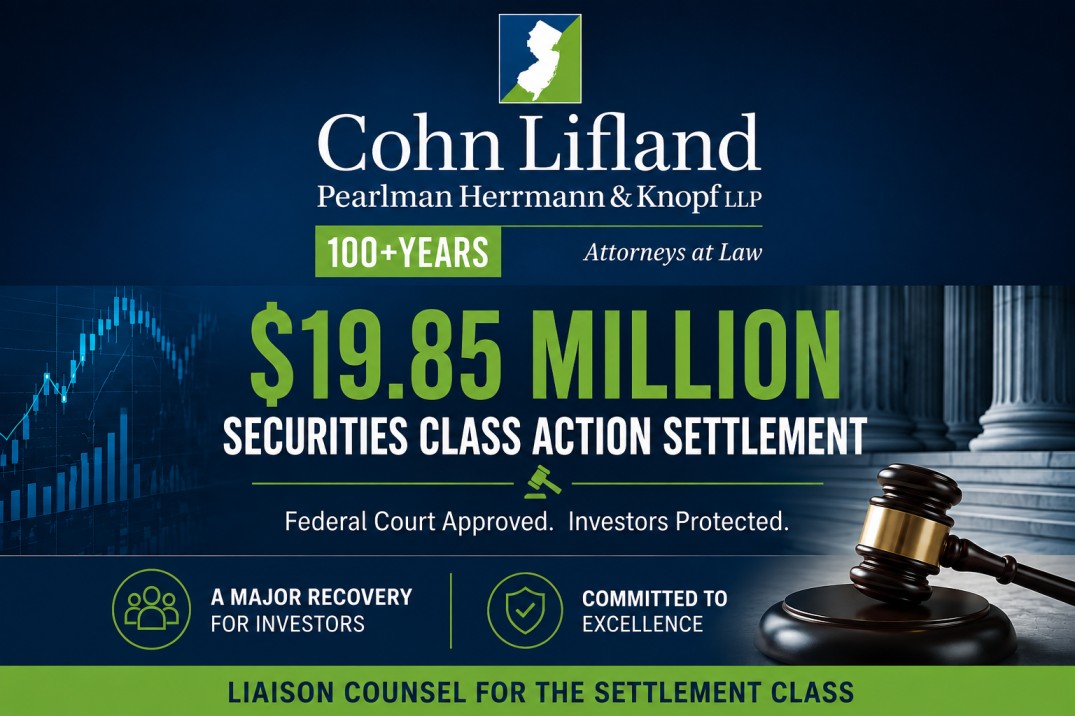 Court Approves $19.85 Million Securities Class Action Settlement Following Successful Litigation Led by Scott+Scott and Cohn Lifland